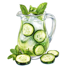 Refreshing Cucumber Mint Water in a Glass Pitcher