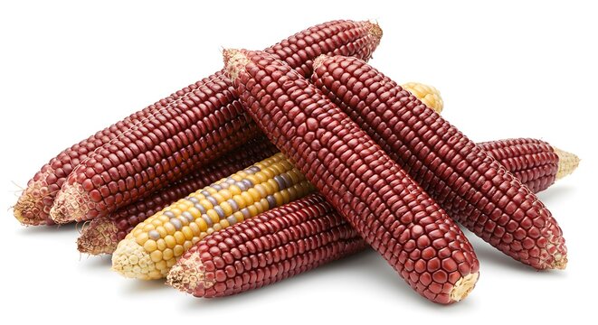 A vibrant pile of red and yellow corn cobs stacked against each other, showcasing their unique textures and colors