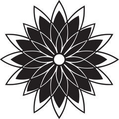 Black and white lotus flower vector illustration with a floral design