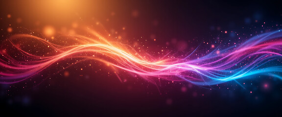 Fototapeta premium abstract golden red blue pink aqua gradient blending sparkling flecks of light rays in flashes in black precious background, shimmering, minimalist, night time, flowing from top right corner, sparklin