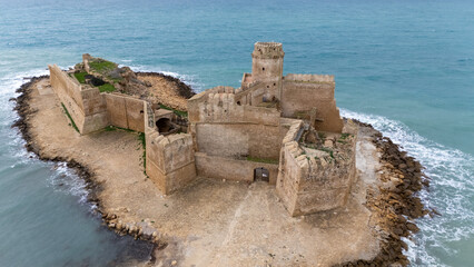 Aerial View of Ancient Coastal Fortress of Castello di Le Castella