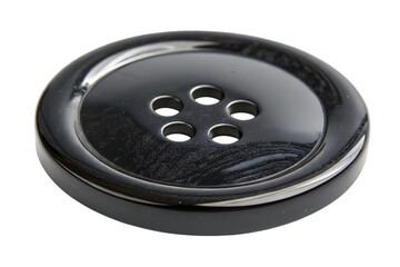 Isolated black sewing button close up fashion accessory craft on transparent background