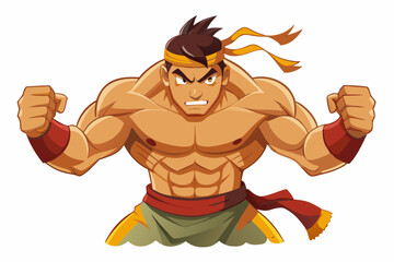 Vintage black and white illustration of a muscular male boxer in a powerful fighting stance. This dynamic vector-style artwork features bold line shading, detailed muscle anatomy