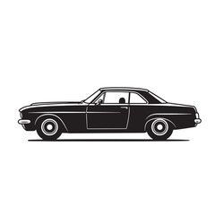 Fototapeta premium Black and white vintage art silhouette illustration of a classic american muscle car