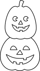 Jack o lantern pumpkin for halloween outline.
Halloween pumpkin coloring page vector isolated.
Transparent background. SVG.