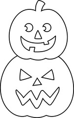 Jack o lantern pumpkin for halloween outline.
Halloween pumpkin coloring page vector isolated.
Transparent background. SVG.