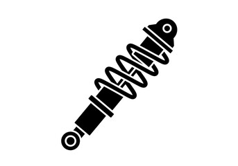 A black and white illustration of a shock absorber with a coiled spring on a white background