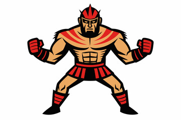 Vintage black and white illustration of a muscular male boxer in a powerful fighting stance. This dynamic vector-style artwork features bold line shading, detailed muscle anatomy