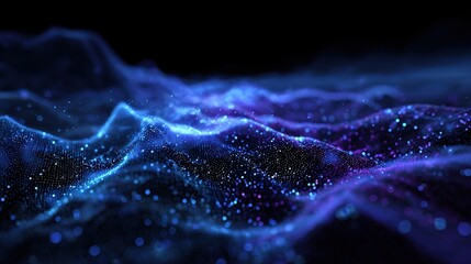 Big data and cybersecurity 3D illustration. Neural networks and artificial intelligence. Information Waves and Global Database. Abstract technological background. High quality