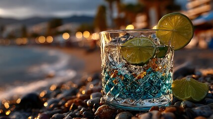 Sunset Beach Cocktail, Lime, Rocks