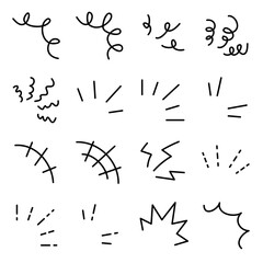 Emotional expression effect icon set. Line outline style