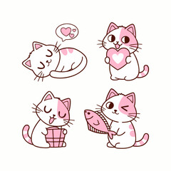 Cartoon Cat Clipart – Cute Pet Stickers for Print and Digital Use