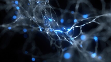 Futuristic blue neural network rendered with DOF. High quality