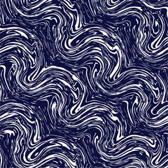 Obraz premium Abstract seamless pattern with swirling white lines on a deep blue background