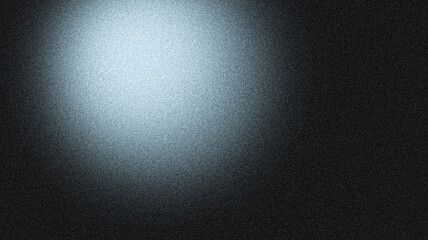Glowing blue gray grainy abstract background noise texture light sphere on black backdrop