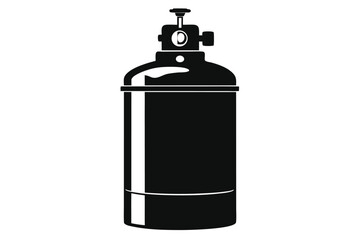 Vector Illustration of Oxygen Tank, Diving Cylinder, Black Gas Bottle Design Element