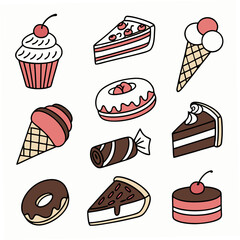 vector set of cakes
