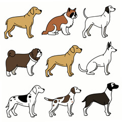set of silhouettes of dogs