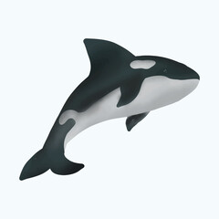 Sea Life Creature Orca Whale Watercolor Painting 
