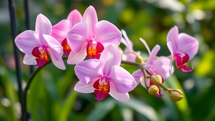 Fototapeta premium Elegant Pink Phalaenopsis Orchids in Sunlight