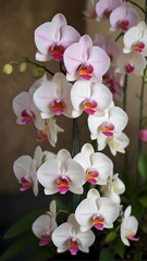 Fototapeta premium Cascading White and Pink Phalaenopsis Orchids