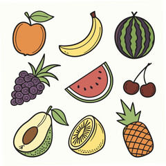 set of fruits and berries