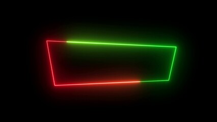 Modern neon frame in red and green glowing on a black background for graphic design elements and futuristic visuals