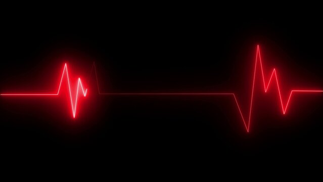 Glowing red ekg line on black background demonstrating lifeline or heartbeat representation for medical or healthcare concepts
