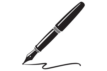 Fountain pen silhouette icon simple black vector illustration isolated on transparent
