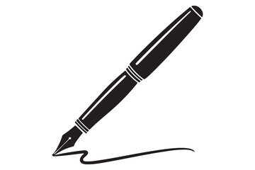 Fountain pen silhouette icon simple black vector illustration isolated on transparent
