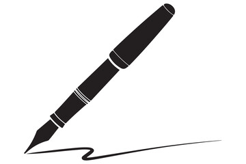 Fountain pen silhouette icon simple black vector illustration isolated on transparent
