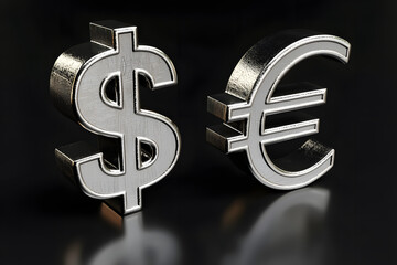 Logo euro y dólar sobre fondo negro