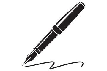 Fountain pen silhouette icon simple black vector illustration isolated on transparent
