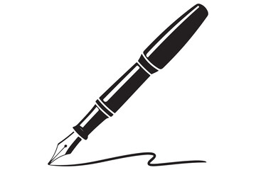 Fountain pen silhouette icon simple black vector illustration isolated on transparent
