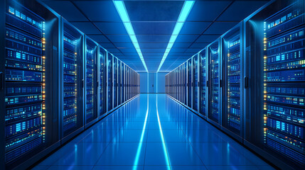Sala de equipos servidores de internet y datos en la nube