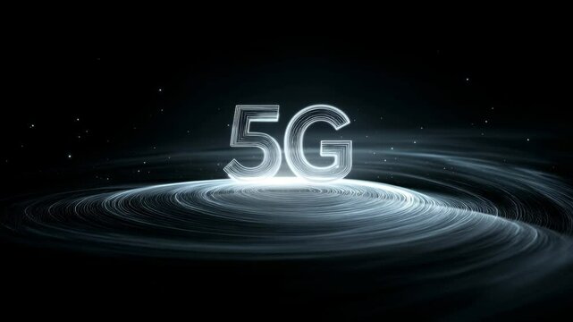 Futuristic 5G technology concept with glowing 