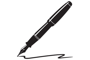 Fountain pen silhouette icon simple black vector illustration isolated on transparent
