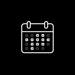 logo de calendario agenda en líneas blancas sobre fondo negro