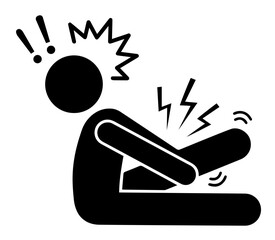 Silhouette of Person Suffering from Leg Pain or Injury – Showing Cramps, Muscle Spasm or Broken Bone – Medical Emergency, Physical Trauma, Sports Injury or Health Problem