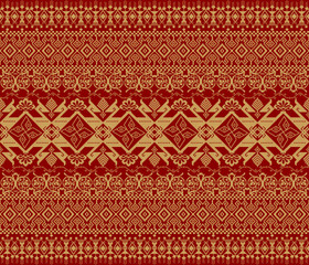 red carpet texture, Pixel fabric pattern, abstract, ethnic, pixel style, full fabric pattern, red, golden yellow for textile, cloth, clothes, curtains, carpets, pillows, vector illustration.