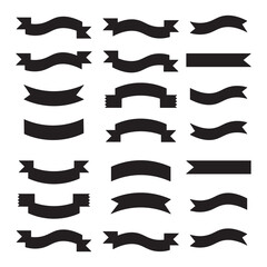 Variety of Black Iconic Ribbon Banners in Creative Stylized Designs