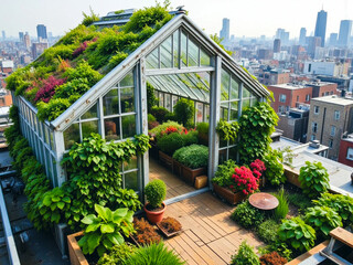 Urban rooftop greenhouse: an oasis among glass and concrete