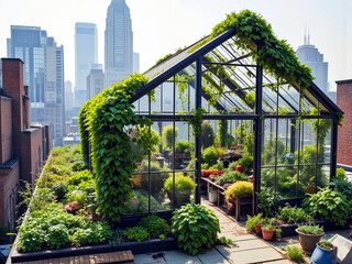 Urban rooftop greenhouse: an oasis among glass and concrete