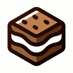 Isometric smore dessert with chocolate and marshmallow isolated on white