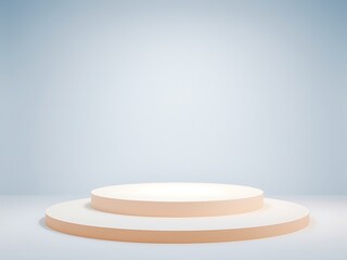 Obraz premium Two-tiered round pedestal display platform on light gray background
