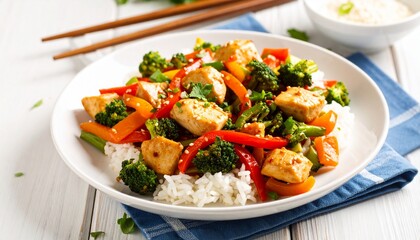 Homemade Kung Pao Chicken With Peppers And Vegetables. Chinese Food. Stir Fry. 