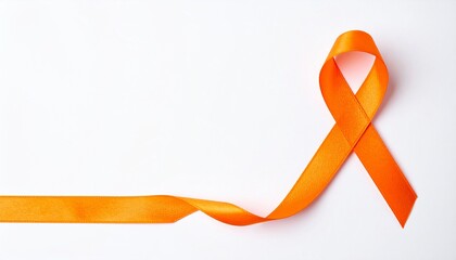 Isolated Orange ribbon on White Background with Copyspace 