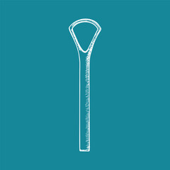 Tongue scraper - oral hygiene tool drawing in sketch style. Dental and oral care tools, in-home dental hygiene. Hand drawn sketch vector illustration isolated
