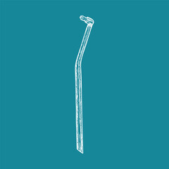 Hand drawn illustration of a toothbrush. Dental instruments, in-home oral care, and personal health care. Simple doodle drawing  in sketch style isolated