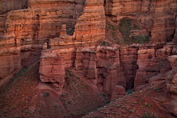 South-East Kazakhstan. Picturesque mountains in the area of the natural national Park Charyn Canyon. The height of the steep mountains of the canyon reaches 150-300 m.